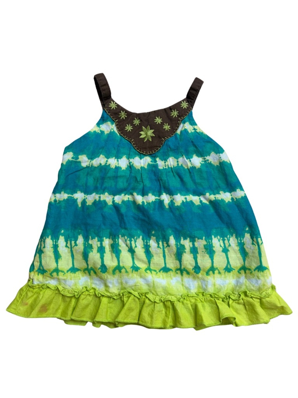 Calypso St. Barth Girls Green & Teal Tie-Dye Ruffle Tank 12 Months
